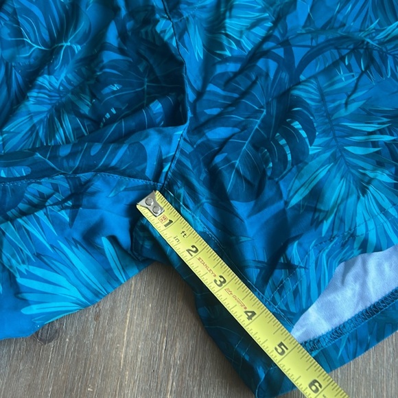 Men’s Blue Palm Swim Trunks 5” Compression Liner Shorts Stretch Zipper Pocket - Picture 10 of 14